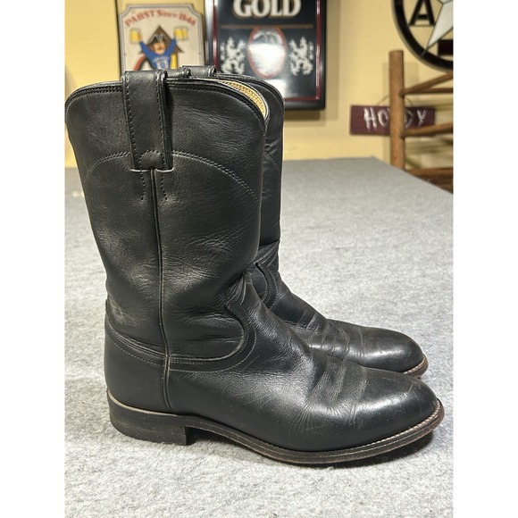 Justin Style 3133 Black Roper Leather Western Cowboy Boots Men's 6.5E - Picture 2 of 16